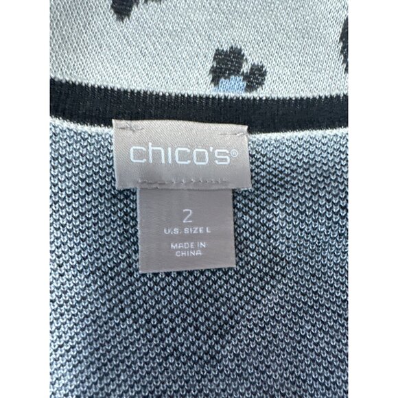 Chicos Leopard Print Long Sleeve Scoop Neck Lightweight Sweater Top Size 2 US L - Picture 4 of 7